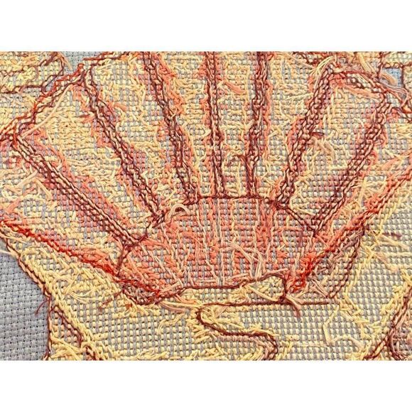 Completed Counted Cross Stitch Victorian Lady Hat Fan Aida Beautifully Stitched - Picture 11 of 14